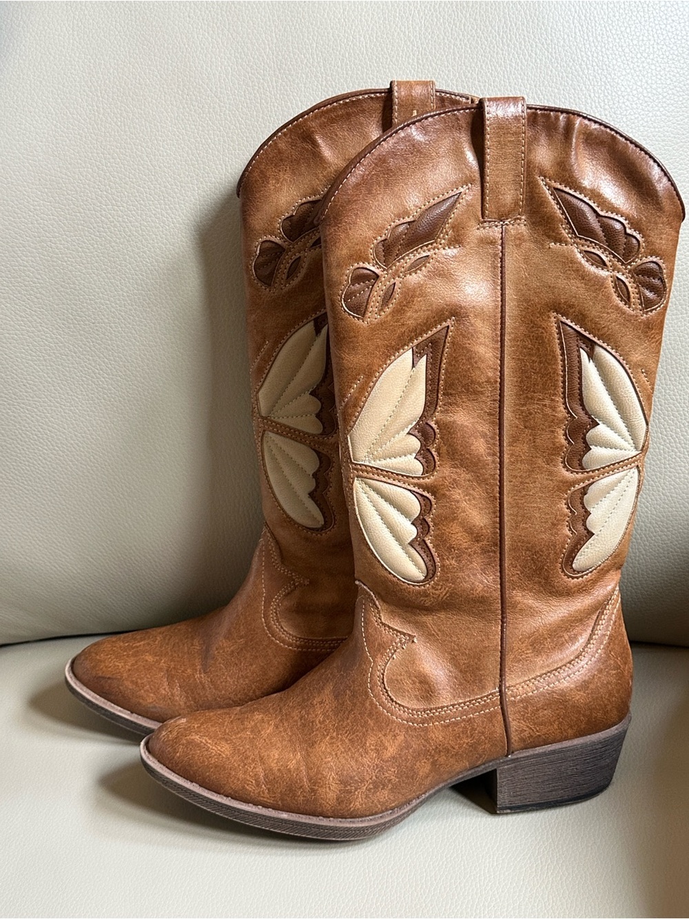 Altar’d State Women’s Mariposa Brown Butterfly Western Cowboy Boots Size 7.5